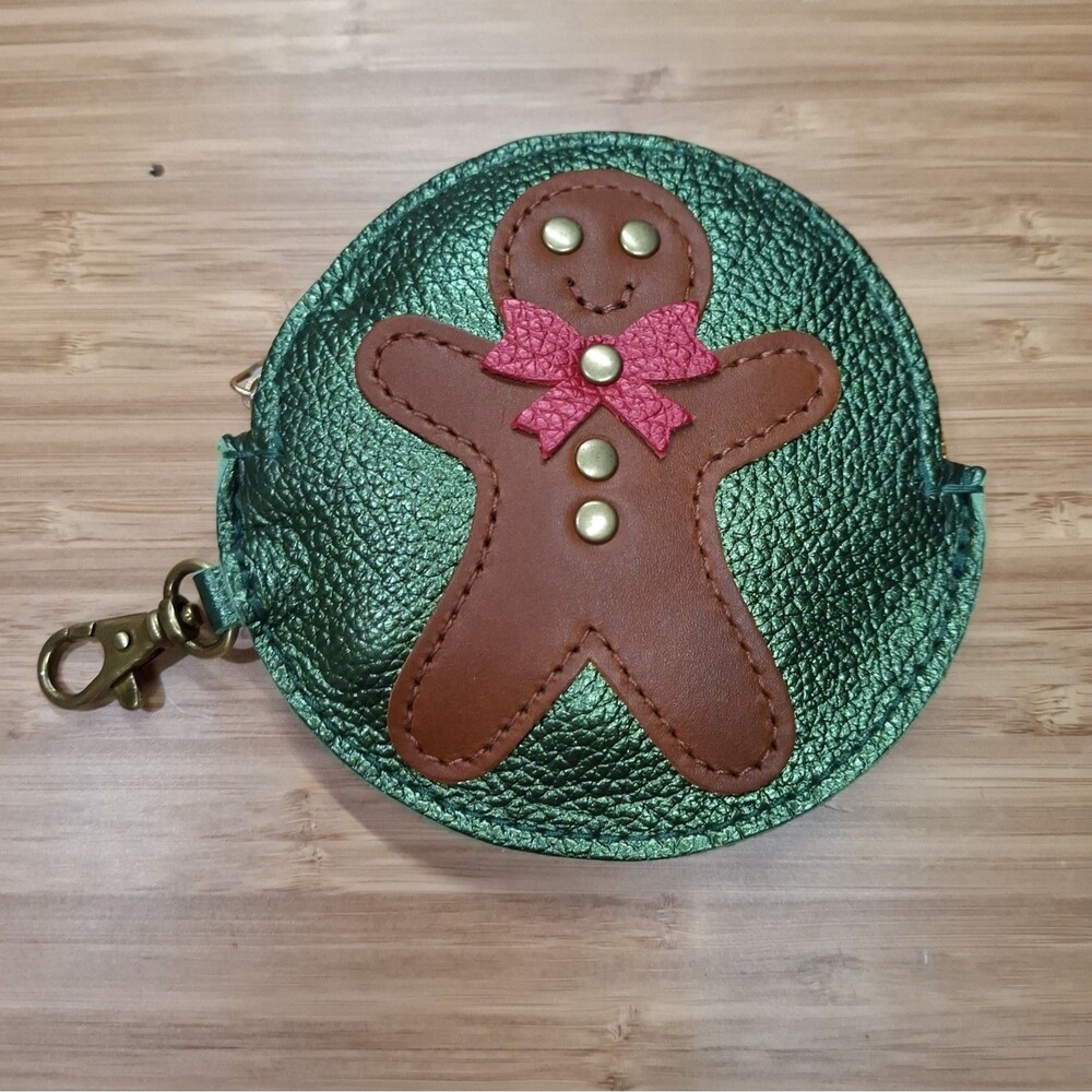 Portland Leather Goods Circle Pouch NWOT Leather Coin Limited Gingerbread Man